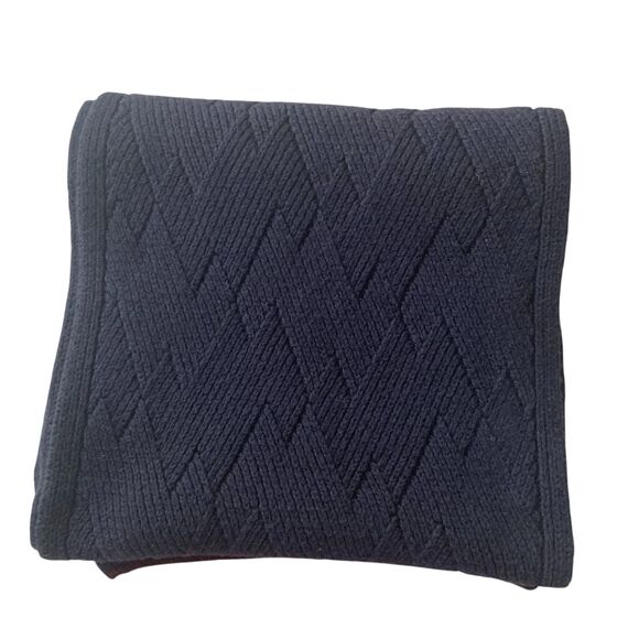 Ted Baker Wool Blend Knitted Scarf Men's Rectangle Classic Dark Grey Purple Hue - Picture 9 of 11